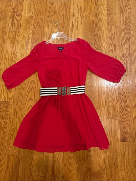 A. Byer Dresses & Skirts - A. BYER red dress with removable striped belt